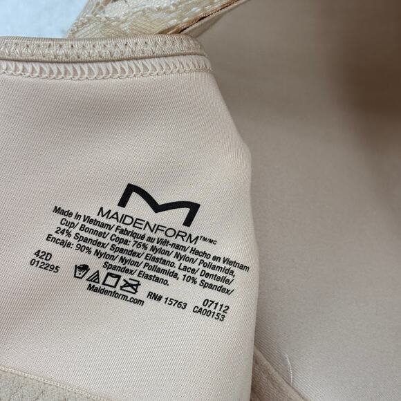 Maidenform Bra Size 42D Beige Nude Racerback Front Close Underwire Full Coverage - Picture 5 of 5